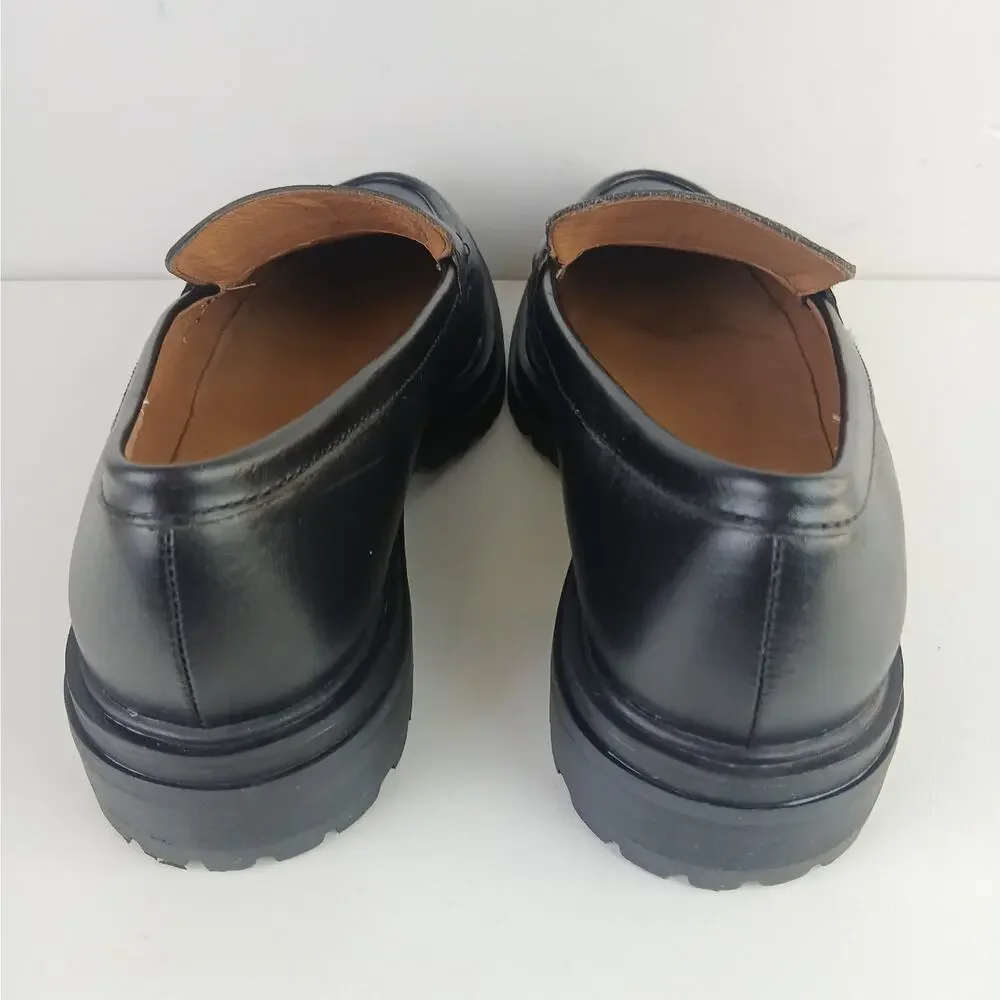 Madewell Women's SZ 8.5 The Bradley Lugsole Loafer in Black Leather